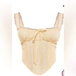 Pretty Little Thing Yellow Corset Tank Peasant cottage Top Cosplay Petite 10 NWT